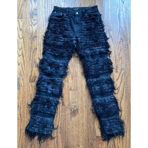 Valabasas Play Jeans Youth Size 14 Black Stacked Stretch Flare Grunge Streetwear